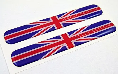 Great Britain England Flag Domed Decal Emblem Resin Car Stickers 5"X 0.82" 2Pc. 1