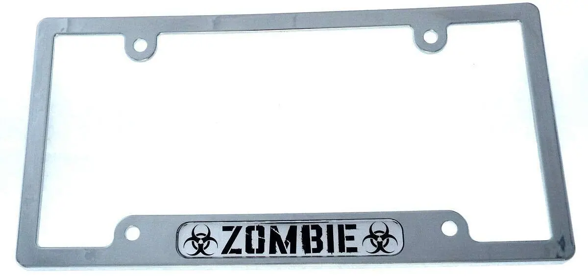 Zombie Car License Plate Frame Chrome Plated Plastic Tag Holder Cover Cp08 1