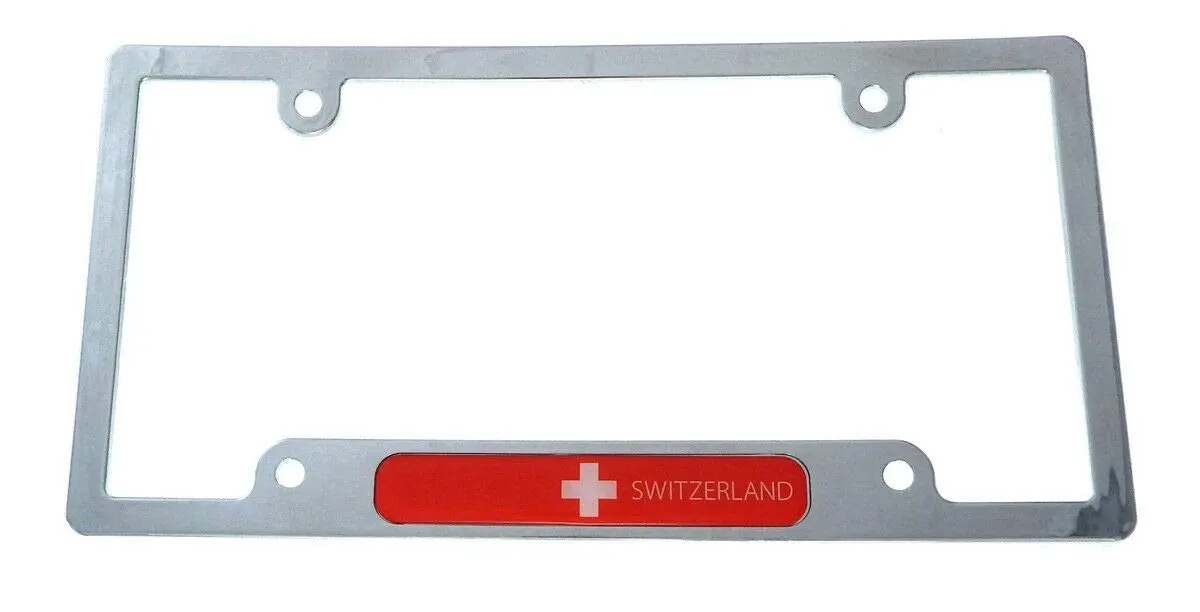 Swiss Switzerland Flag Car License Plate Frame Chrome Plated Plastic Holder Cp08 1