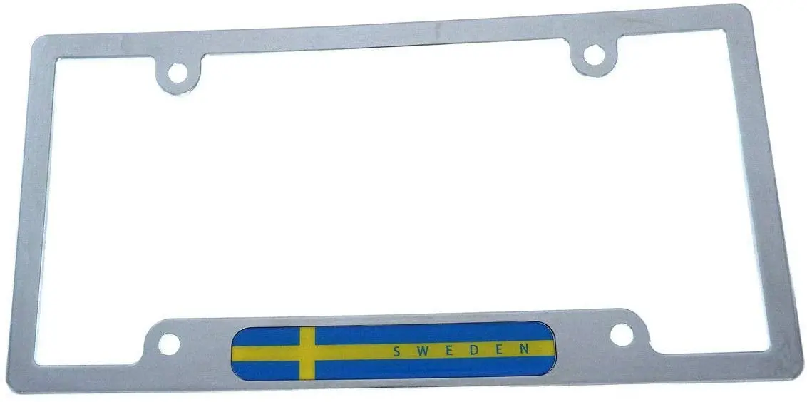 Sweden Swedish Flag Car License Plate Frame Chrome Plated Plastic Holder Cp08 1