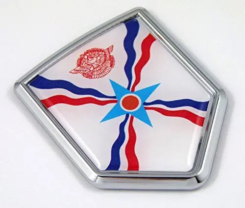 Assyrian Flag Chrome Emblem With Domed Car Decal Sticker Bike Crest 1