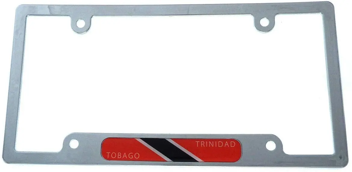 Trinidad And Tobago Flag Car License Plate Frame Chrome Plated Plastic Cp08 1