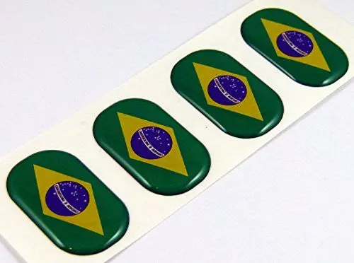 Brazil Midi Domed Decals Flag 4 Emblems 1.5" Car Bike Laptop Phone Stickers 1