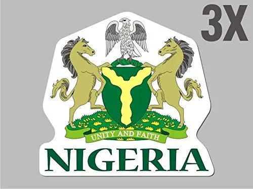 3 Nigeria Shaped Stickers Flag Crest Decal Bumper Car Bike Emblem Vinyl Cn024 1