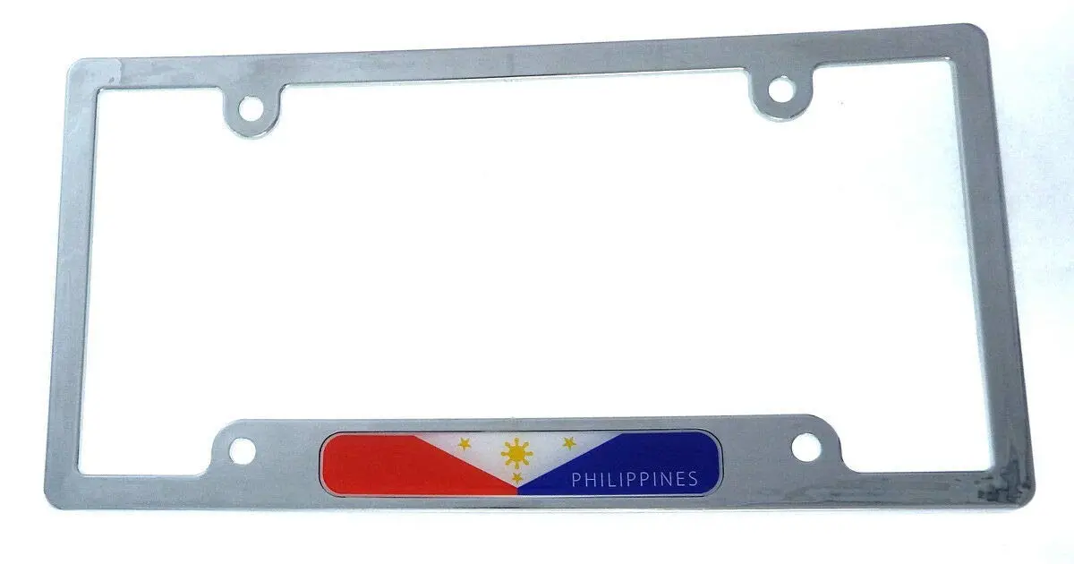 Philippines Flag Car License Plate Frame Chrome Plated Plastic Tag Holder Cp08 1