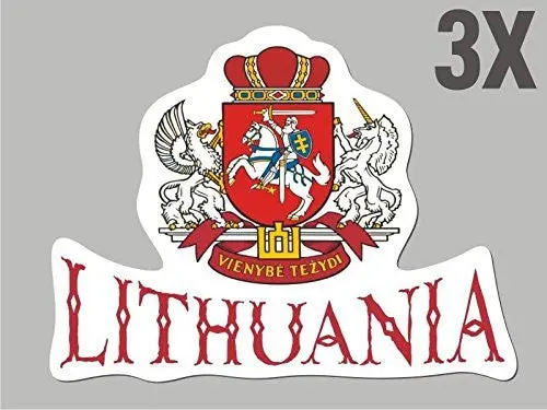 3 Lithuania Shaped Stickers Flag Crest Decal Car Bike Emblem Cn047 1
