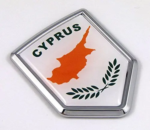 Cyprus Flag Car Chrome Emblem Decal 3D Bumper Sticker Bike Crest 1