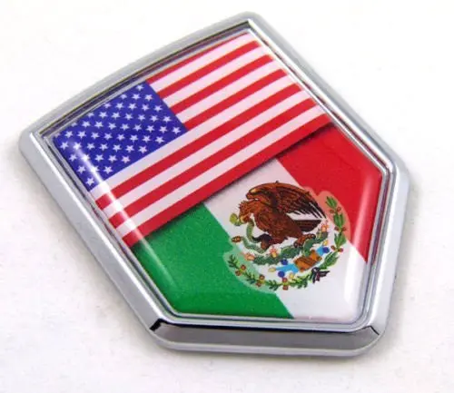 Usa Mexico American Mexican Flag Car Chrome Emblem Decal 3D Sticker With Adhesive 1