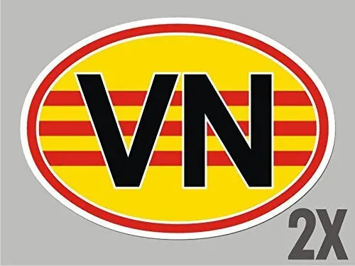 2 Vietnam Vietnamese Vn Oval Stickers Flag Decal Bumper Car Bike Cl073 1