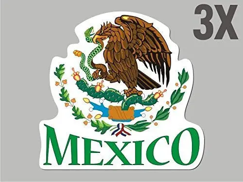 3 Mexico Shaped Stickers Flag Crest Decal Bumper Car Bike Emblem Vinyl Cn023 1