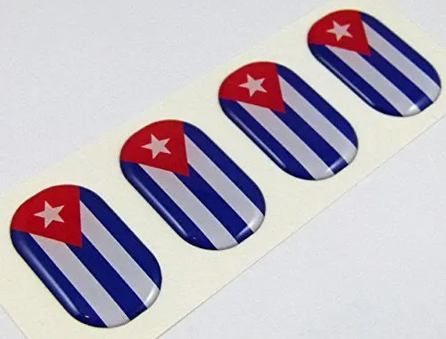 Cuba Midi Cuban Domed Decals Flag 4 Emblems 1.5" Car Bike Laptop Stickers 1
