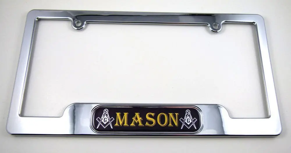 Masonic License Plate Frame Dome Emblem Freemasons Plastic Chrome Plated 1