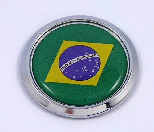 Brazil Round Flag Car Chrome Decal Emblem Bumper Sticker Bezel Badge Brazilian 1