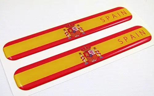 Spain Spanish Flag Domed Decal Emblem Resin Car Stickers 5"X 0.82" 2Pc. 1