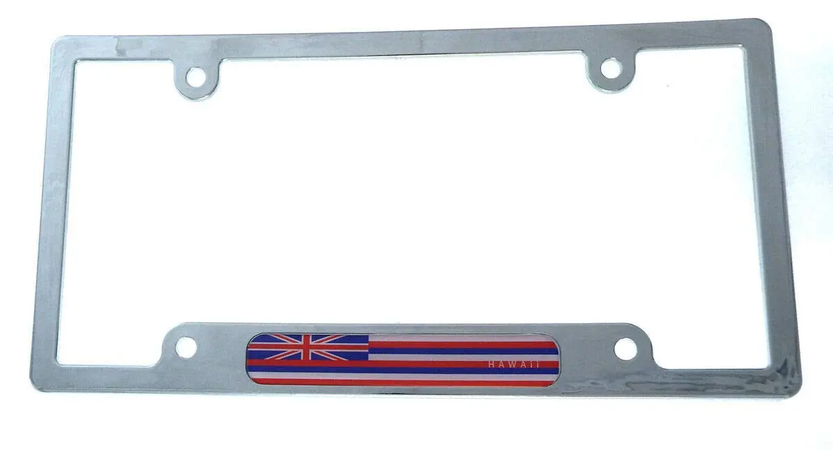 Hawaii Flag Car License Plate Frame Chrome Plated Plastic Tag Holder Cp08 1