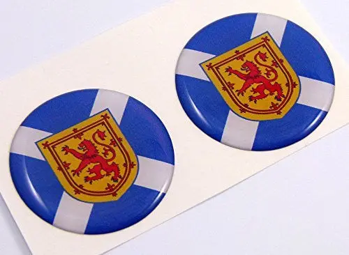 Scotland Scottish Flag Round Domed Decal 2 Emblem Car Bike Stickers 1.45" Pair 1