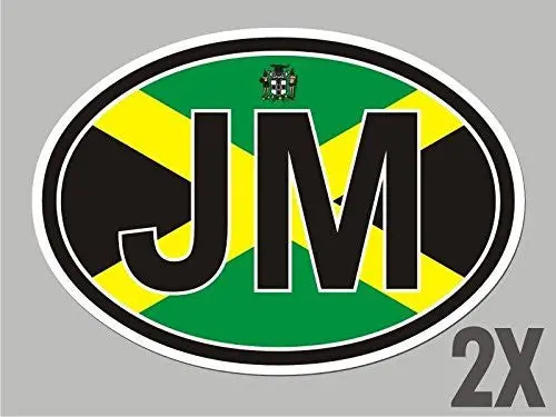 2 Jamaica Jm Oval Stickers Flag Decal Bumper Car Bike Emblem Vinyl Sticker Cl032 1