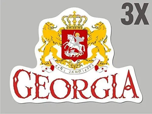 3 Georgia Gruzia Shaped Stickers Flag Crest Decal Car Bike Emblem Cn044 1