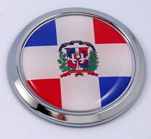 Dominican Republic Round Flag Car Chrome Decal Emblem Bumper Sticker Bezel Badge 1