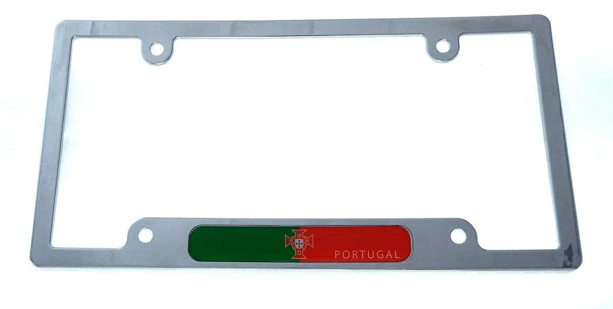 Portugal Portugese Flag Car License Plate Frame Chrome Plated Plastic Cp08 1