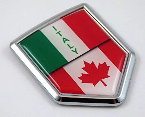 Italy Canada Italia Canadian Flag Car Chrome Emblem Decal Sticker Crest 3D 1