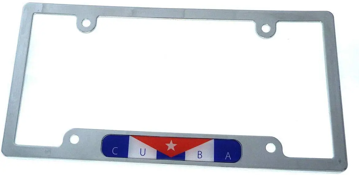 Cuba Cuban Flag Car License Plate Frame Plastic Chrome Plated Tag Holder Cp08 1
