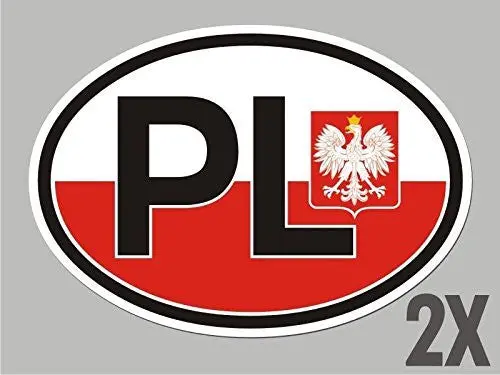 2 Poland Polska Polish Pl Oval Stickers Flag Decal Bumper Car Bike Emblem Cl047 1