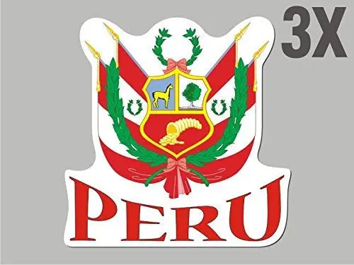 3 Peru Shaped Stickers Flag Crest Decal Bumper Car Bike Emblem Vinyl Cn025 1