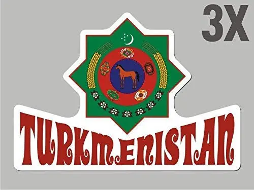 3 Turkmenistan Shaped Stickers Flag Crest Decal Car Bike Emblem Cn049 1