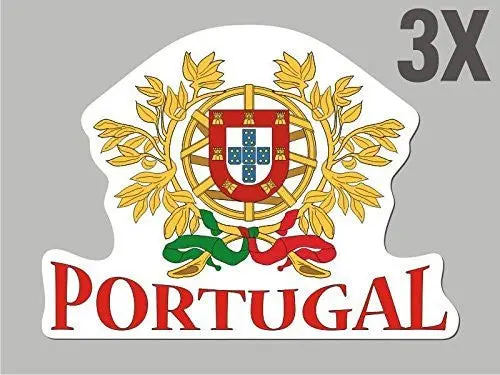 3 Portugal Shaped Stickers Flag Crest Decal Bumper Car Bike Emblem Vinyl Cn033 1