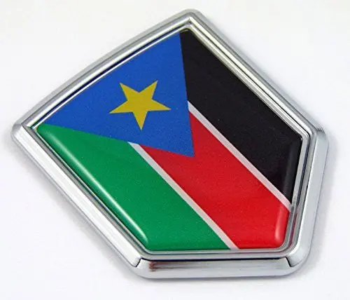 South Sudan Sudanese Flag Chrome Emblem With Domed Car Decal Sticker Bike Crest 1