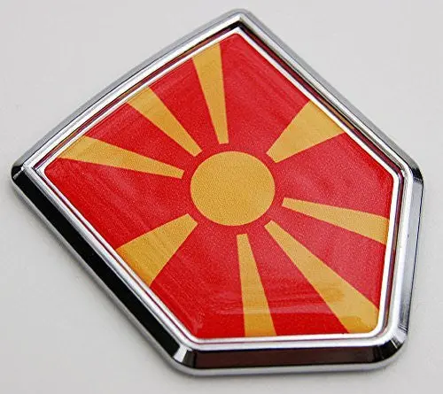 Macedonia Macedonian Flag Car Chrome Emblem 3D Decal Bumper Sticker 1