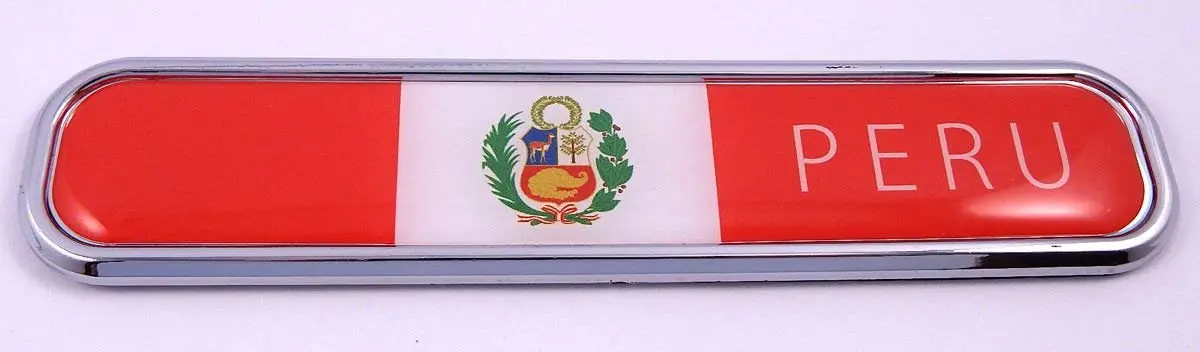 Peru Peruvian Flag Chrome Emblem 3D Auto Decal Sticker Car Bike Boat 5.3" 1