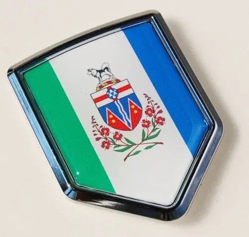 Yukon Canada Flag Chrome Emblem Car Decal Sticker 1