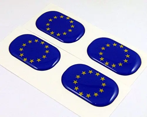 European Union Eu Midi Domed Decals Flag 4 Emblems 1.5" Car Bike Stickers 1