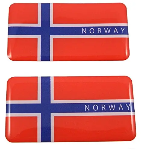 Norway Flag Domed Decal 3D Sticker Emblem 2.6" Set Of 2 Decals 1