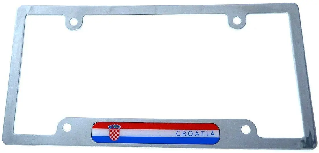 Croatia Flag Car License Plate Frame Plastic Chrome Plated Tag Holder Cp08 1