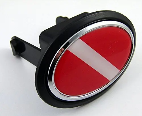 Diver Flag Dive Diving Hitch Cover Cap 2" Receiver Black With Chrome & Dome 1