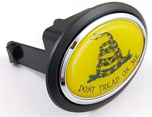 Don't Tread On Me Flag Hitch Cover Cap 2" Receiver Black With Chrome & Dome 1