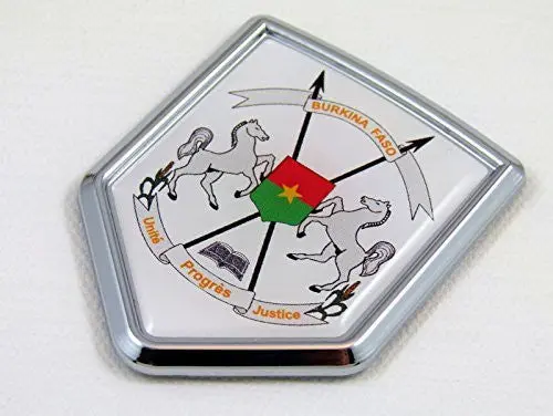 Burkina Faso Flag Chrome Emblem With Domed Car Decal Sticker Bike Crest 1