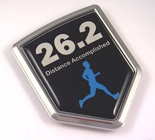 Marathon Men 26.2 Runner Flag Emblem Chrome Car Decal Distance Accomplished 1