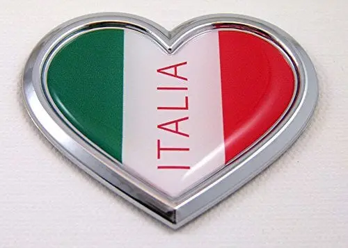 Car Chrome Decals Cbhrt101 Italia Heart Flag Chrome Emblem Car Decal 3D Sticker Badge Bumper Italian Italy 1