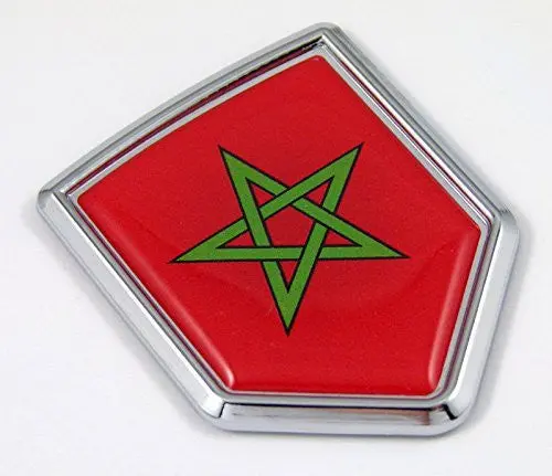 Morocco Moroccan Flag Chrome Emblem With Domed Car Decal Sticker Bike Crest 1