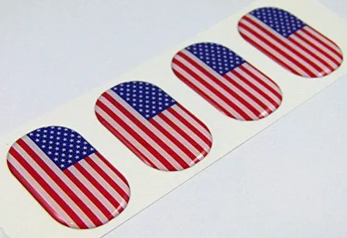 Usa Midi Domed Decals American Flag 4 Emblems 1.5" Car Bike Laptop Stickers 1