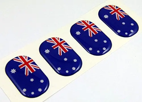 Australia Midi Size Domed Decals Flag 4 Emblems 1.5" Car Bike Boat Stickers 1