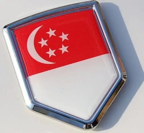 Singapore Decal Flag Car Chrome Emblem Sticker 1