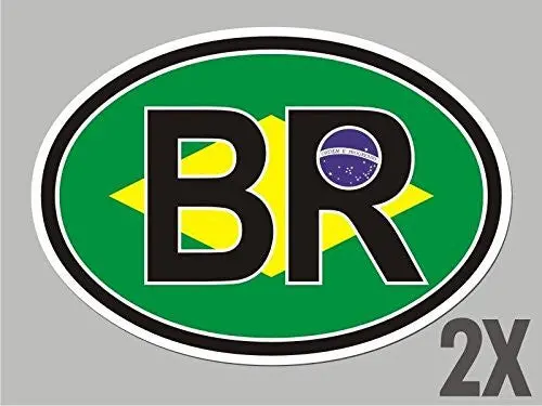 2 Brazil Brazilian Br Oval Stickers Flag Decal Bumper Car Bike Emblem Cl009 1