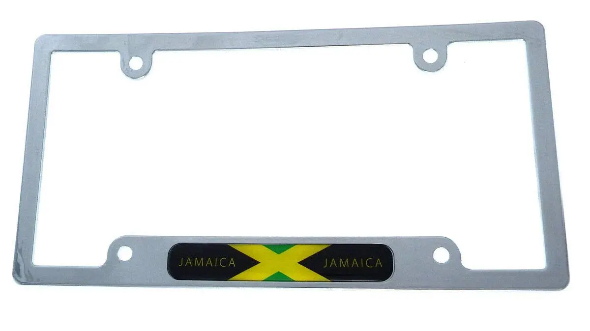 Jamaica Flag Car License Plate Frame Chrome Plated Plastic Tag Holder Cover Cp08 1