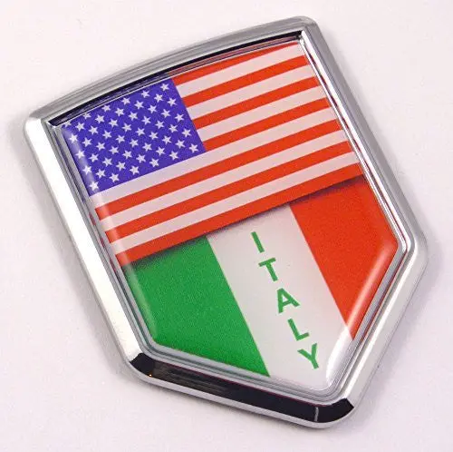 Usa Italy American Italian Flag Car Chrome Emblem Decal Sticker With Adhesive 1
