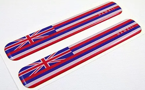 Hawaii Flag Domed Decal Emblem Resin Car Stickers 5"X 0.82" 2Pc. 1